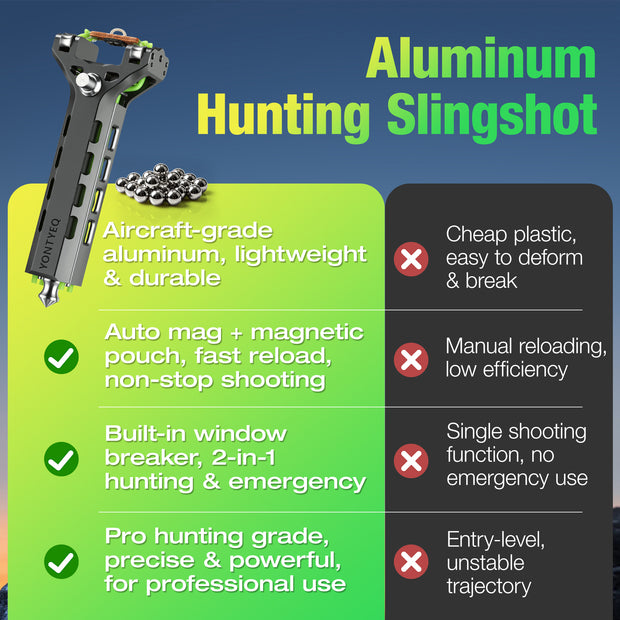 YONTYEQ slingshot aluminum body, pulley bands and magnetic magazine feature stack